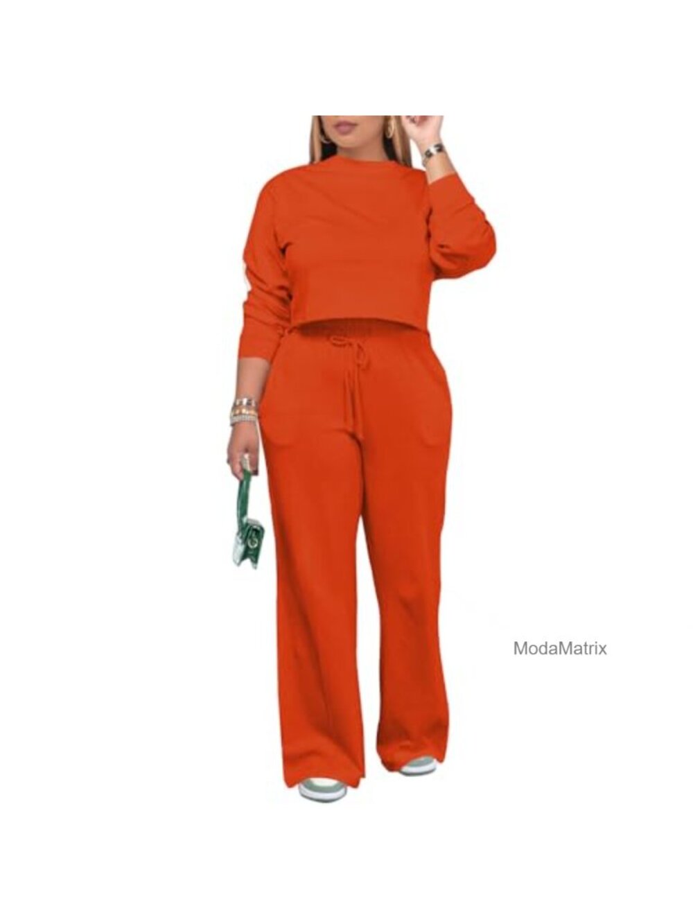 2 Piece Sweatsuit Set Crop Top Wide Leg Pants Joggers Tracksuit
